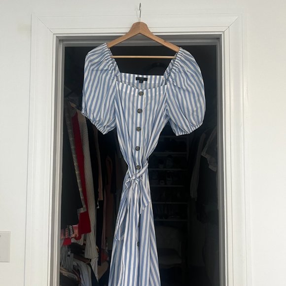 J. Crew Striped Midi Dress, blue & white, size XS - Picture 9 of 9